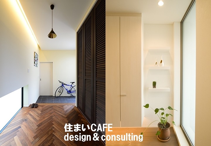 すりガラス窓の玄関の施工例